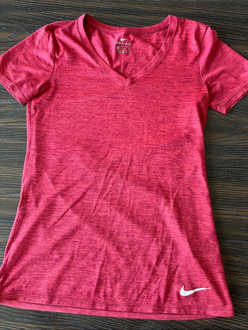 Nike Women's Heathered V-Neck Short Sleeve Tee in Pink-Red